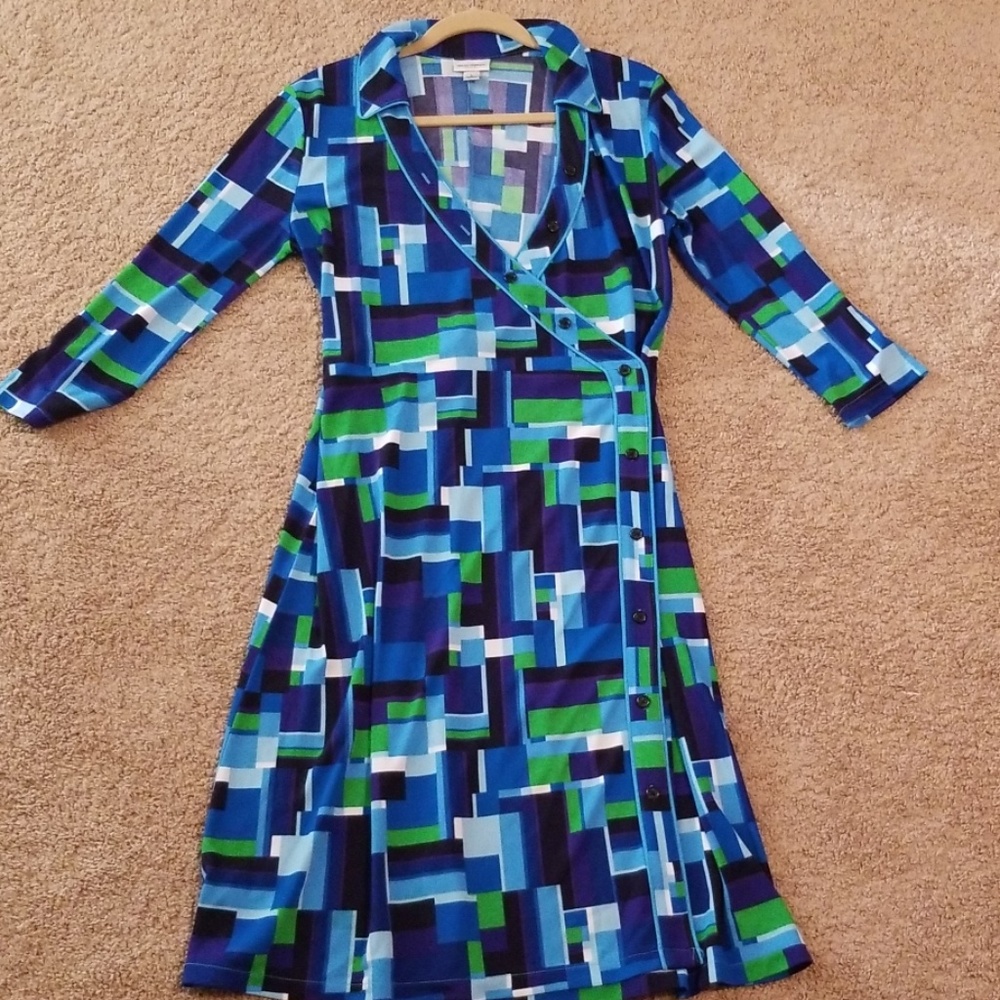 5/$50 Isaac Mizrahi color block plaid dress